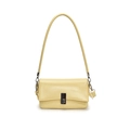 Borsa a tracolla quadrata in pelle cerata giallo crema con chiusura girevole in argento - Giallo Pompelmo