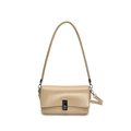 Borsa baguette beige minimalista in ecopelle con chiusura a rotazione argento e tracolla - Albicocca