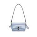 Minimalist light blue rectangle underarm bag with silver lock and long strap - Grey Blue