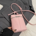 Mini sac à main rose en cuir texture litchi avec bandoulière et fermeture éclair argentée - Sans Pendentif / Rose