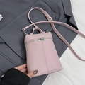 Petit sac bandoulière rose minimaliste avec motif litchi et double fermeture éclair - Sans Pendentif / Violet