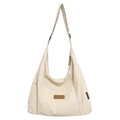 Minimalistische cremefarbene Nylon-Tote-Bag mit großem Fassungsvermögen und Gurt - Weiß