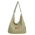 Minimalistische olivgrüne Nylon-Tragetasche mit verstellbarem Gurt und Markenlogo - Grün