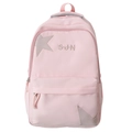 Sac à dos rose minimaliste pour étudiante avec motifs étoiles grises et broderie SJN - Sans Pendentif / Rose