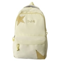Sac à dos d'école jaune crème style japonais avec patchs étoiles et broderie SUN - Sans Pendentif / Jaune