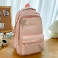 Sac à dos rose pour étudiantes avec broderie étoile et pendentif en peluche doux - Avec Pendentif Étoile en Peluche / Rose
