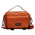 Versatile orange nylon messenger bag with a top handle and removable strap for travel - Orange