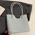 Sac fourre-tout bleu-gris minimaliste en cuir synthétique mat avec boucle sphérique - Bleu - Sans Pendentif