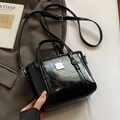 Chic black bucket bag in cracked oil wax leather with adjustable crossbody strap - No Pendant / Black