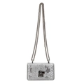 Mini borsa a tracolla argento con texture a scaglie, catena metallica e chiusura creativa - Argento - Piccolo