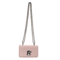 Borsa a tracolla rosa con trama a scaglie di pesce e catena d'argento da donna - Rosa-Piccolo