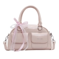 Schicke rosa Boston-Handtasche mit Spitzenschleife und zwei Fronttaschen für Damen - Rosa