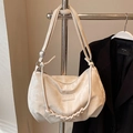 Chic off-white hobo bag with braided strap and adjustable crossbody handle - Off-white - No Pendant