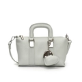 Chic light gray lychee pattern handbag with heart pendant and detachable strap - Sky Blue (With Matching Heart Pendant)