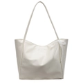Creamy white soft leather tote bag with lace bow detail for casual fashion - Off White