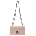 Pink snakeskin pattern small crossbody bag with silver chain strap and metal lock - Pink-Large