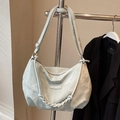 Chic light grey-blue marble tote bag with woven handle and adjustable strap - Blue - Without Pendant