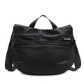 Bolsa tote de nailon negro en forma de media luna con correa ajustable y asa superior - Negro Grande