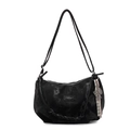 Chic black underarm tote bag with marble texture, braided rope details and racquet charm - With Pendant / Black With Pendant