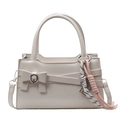 Elegante borsa a mano bianca crema strutturata con fiocco e ciondolo in corda intrecciata - Nodo a Corda per Racchetta Abaco / Bianco Sporco