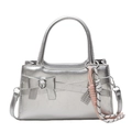 Elegante borsa a tracolla argento con fiocco, texture metallica e ciondolo intrecciato - Nodo a Corda per Racchetta Abaco / Argento