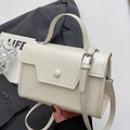 Chic cream-white crossbody bag with marble texture and silver hardware accents - No Pendant / Off White