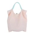 Bolso tote plisado rosa pálido con asas de cuadros verde menta y cierre magnético - Rosa Claro