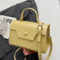 Minimalist light yellow crossbody handbag in faux leather with adjustable strap - No Pendant / Yellow