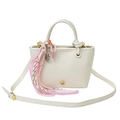 Sac seau beige avec motifs de chiens gaufrés et poignée élégante en foulard doux - Blanc Cassé
