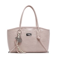 Chic light pink embossed tote bag with cartoon patterns and stylish metal charms - Pink (With Pendant)