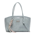 Light blue tote bag with embossed cartoon patterns and a tennis racket charm - Blue (With Charm)
