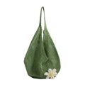 Borsa hobo intrecciata verde con dettaglio margherita e motivo a uncinetto traforato - Verde