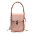 Mini borsa rosa con tracolla a catena argento e chiusura a girello in metallo - Rosa
