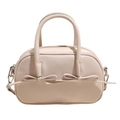 Bolso Boston rosa pastel en piel sintética con detalles de lazos decorativos 3D - Blanco
