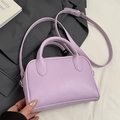 Chic lavender purple Boston bag with litchi texture for elegant crossbody styling - No Pendant / Purple