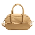 Sac Boston minimaliste jaune macaron avec nœuds décoratifs et bandoulière amovible - Jaune