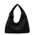 Borsa tote trapuntata nera minimalista con grande capacità e consistenza soffice - Nero