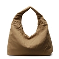 Borsa tote grande kaki minimalista con tracolla larga in tessuto di nylon resistente - Kaki