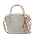 Elegante bolso de mano crema con asas cilíndricas y el logotipo dorado de FASHION - Blanco Roto