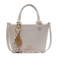 Classic cream white bucket bag with knotted handles and designer charm detail - With Gold Abacus Racket Knot Pendant / Off White