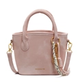 Bolso cubo rosa mate con llavero de cuerda trenzada y colgante de raqueta dorada - Rosa