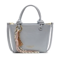 Classic minimalist bucket bag in light blue-grey finish with knotted handle and rope tassel - With Gold Abacus Racket Knot Pendant / Blue