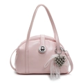 Sac à main rose en forme de coquillage avec breloque cœur et nœud en dentelle - Rose (Avec Charme Cœur Dentelle)