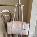 Borsa sottobraccio rosa chiaro con ricamo a farfalla e manico annodato alla moda - Rosa - Senza Pendente