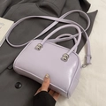 Minimalist light purple crossbody pillow bag with glossy finish and silver hardware - Purple (No Charm)