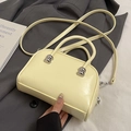 Minimalist cream beige pillow handbag with silver hardware beads for women - Yellow (No Pendant)