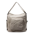 Minimalistische große Nylon-Einkaufstasche in Beige mit Multi-Pocket-Design - Gebrochenes Weiß