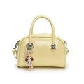 Fashionable bright yellow pillow bag for women with pearl charm and crossbody strap - Yellow (With Pendant)