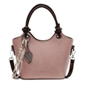 Borsa a secchiello rosa minimalista con manici marroni e ciondolo a racchetta da tennis - Rosa