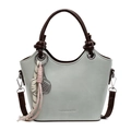 Borsa a secchiello minimalista verde e marrone con tracolla regolabile e texture in pelle - Verde